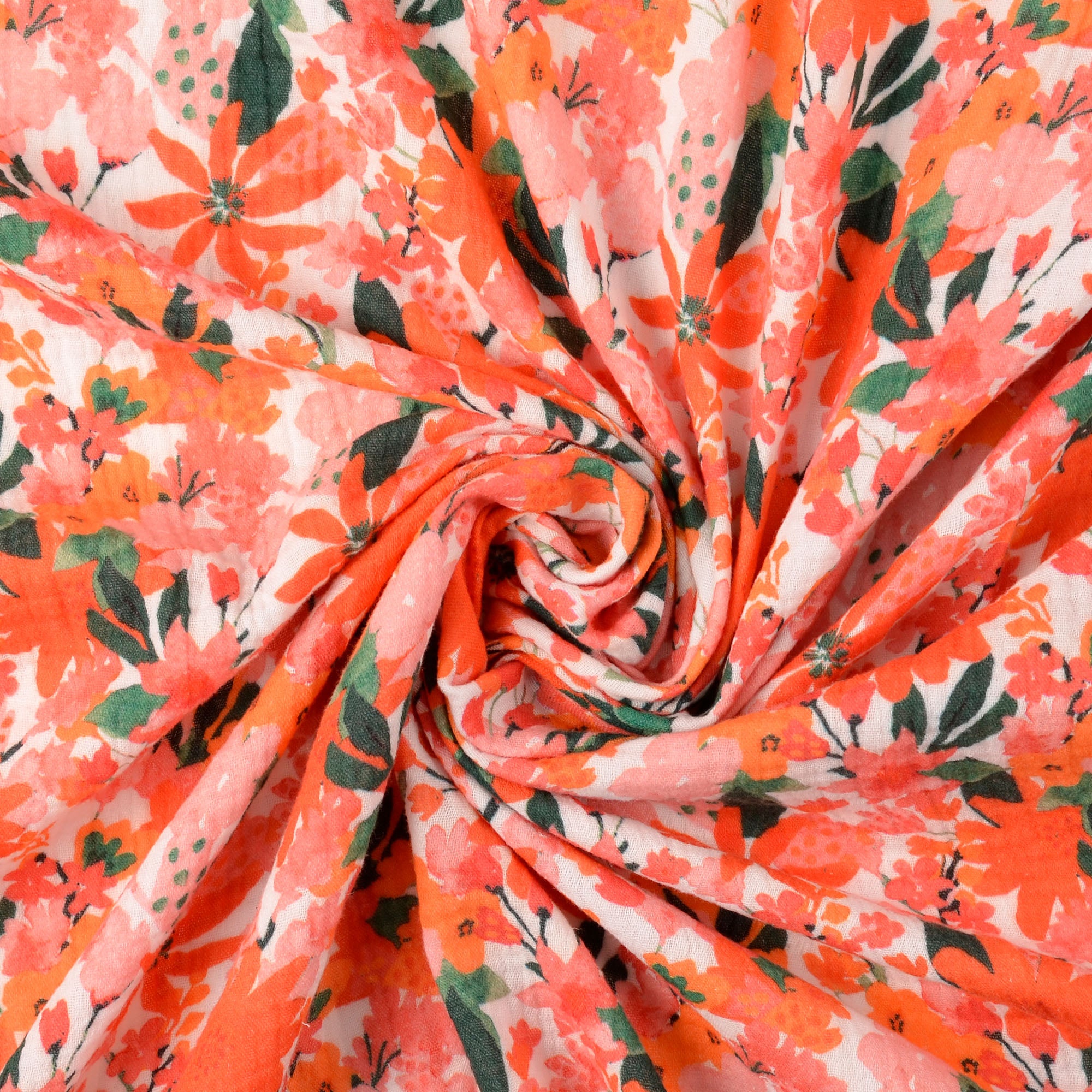 Musselin - Anna blomster lys rosa