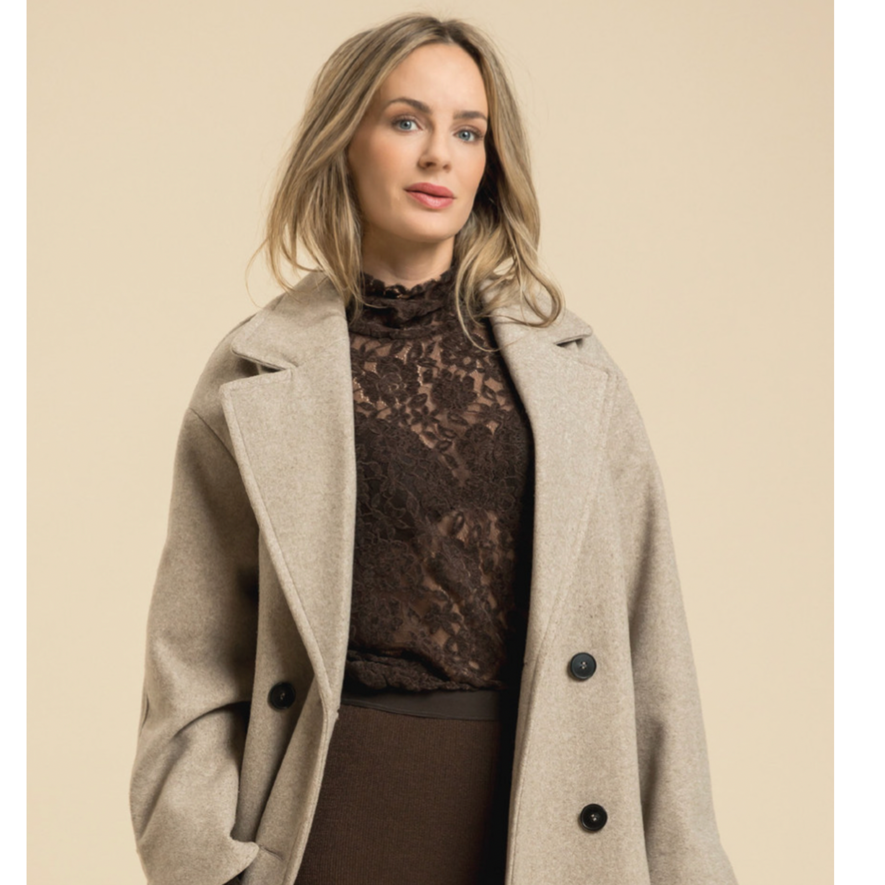 Deluxe Lace blonde med stretch - Blomster - offwhite