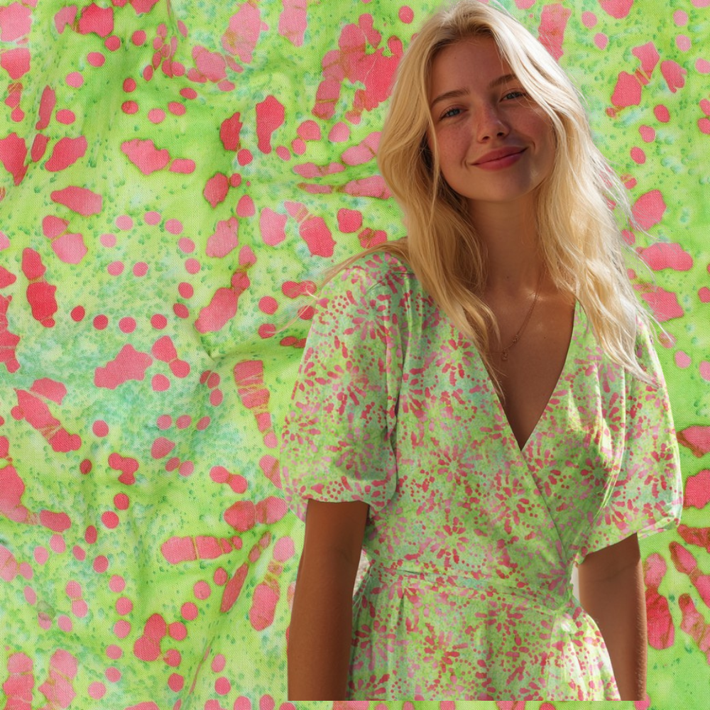 Beklednings Bomull - Batikk, Lime