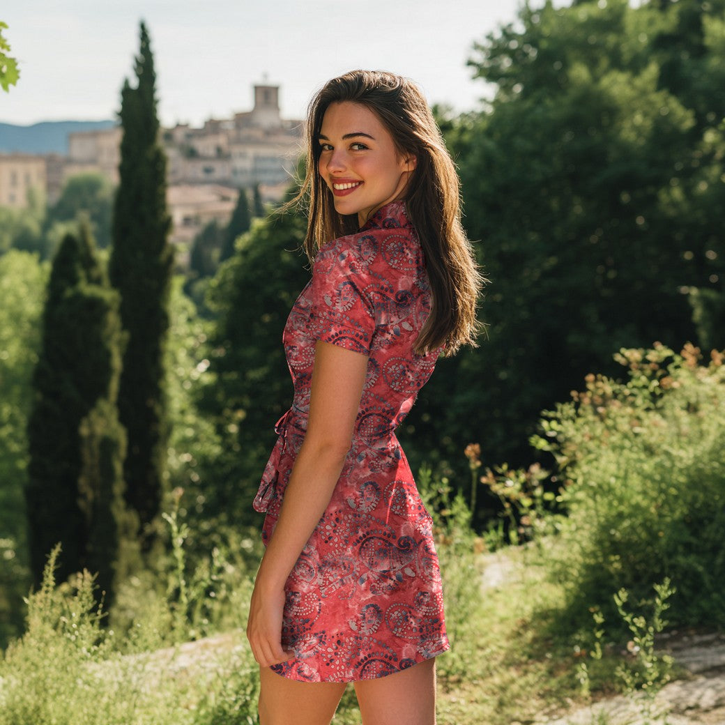 Beklednings Bomull - Batikk, Rød