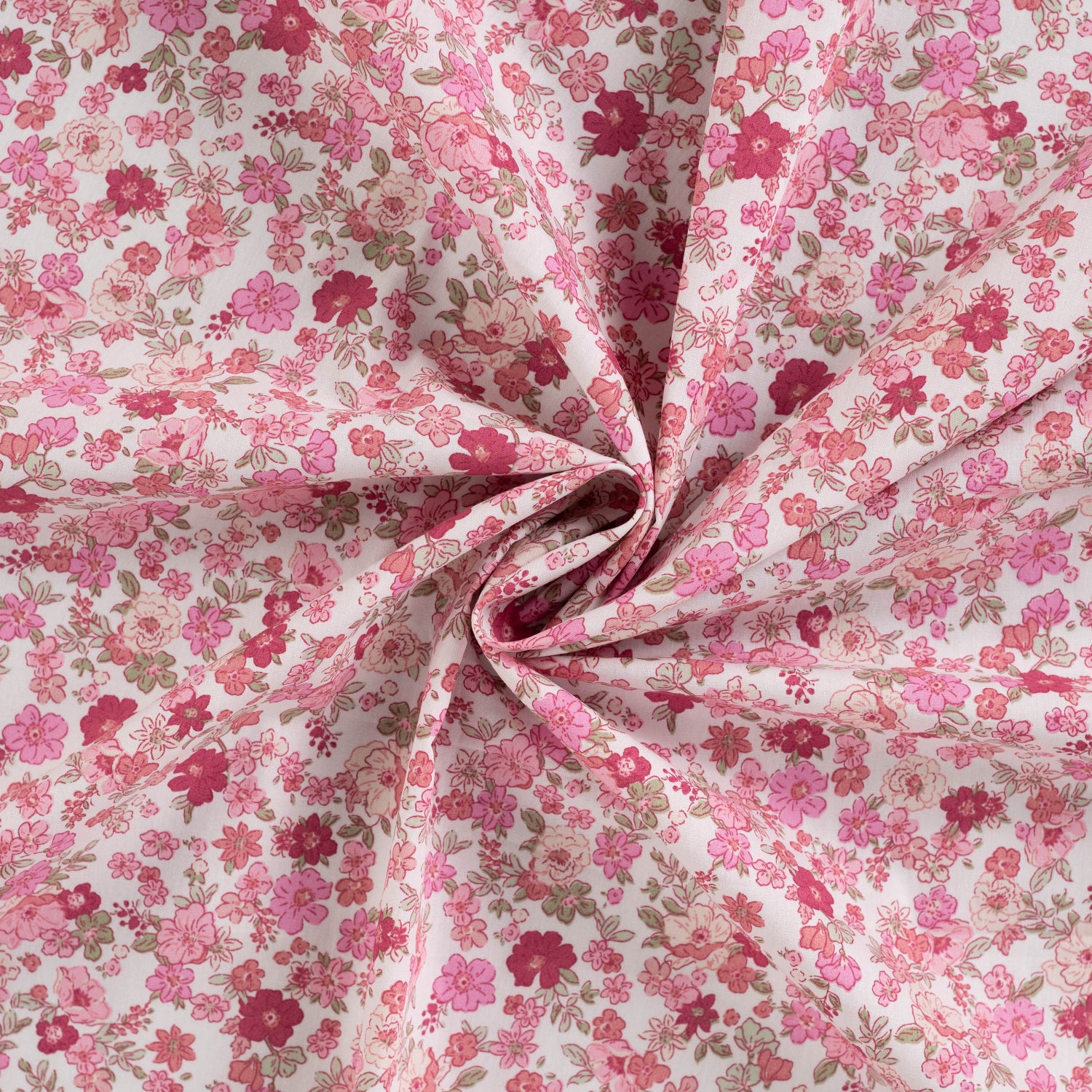 Beklednings Bomull - Blomster, Rosa