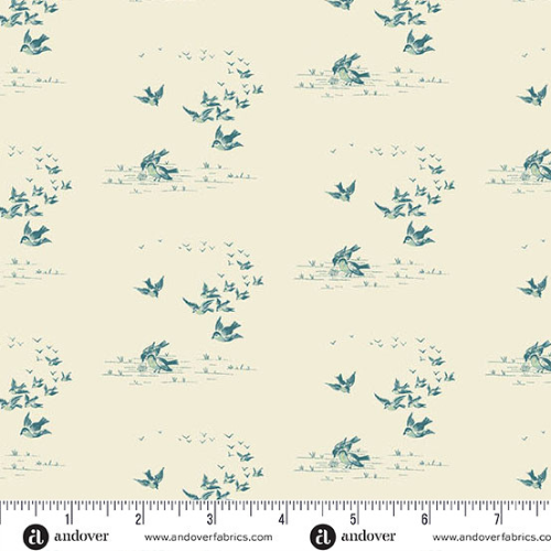 Bomull - Andover fugler krem