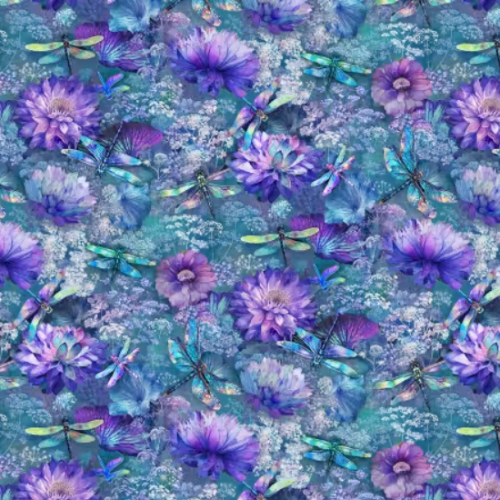 Bomull - Øyenstikkere og blomster