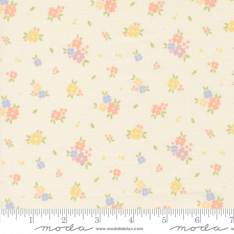 Bomull - Pastel Prairie Porcelain små blomster pastel