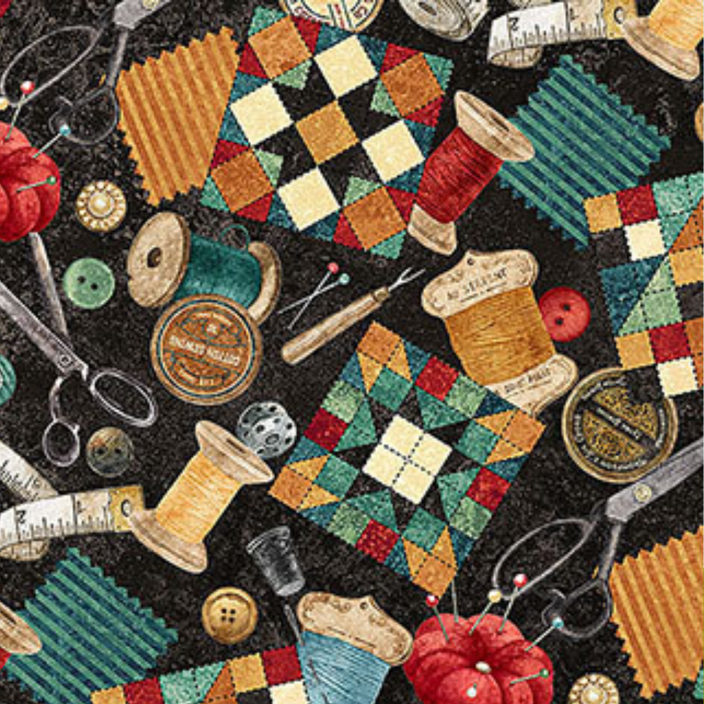 Bomull - Sytilbehør og quilt svart