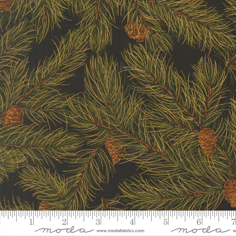 Bomull - Christmas Merry Manor - svart metallics