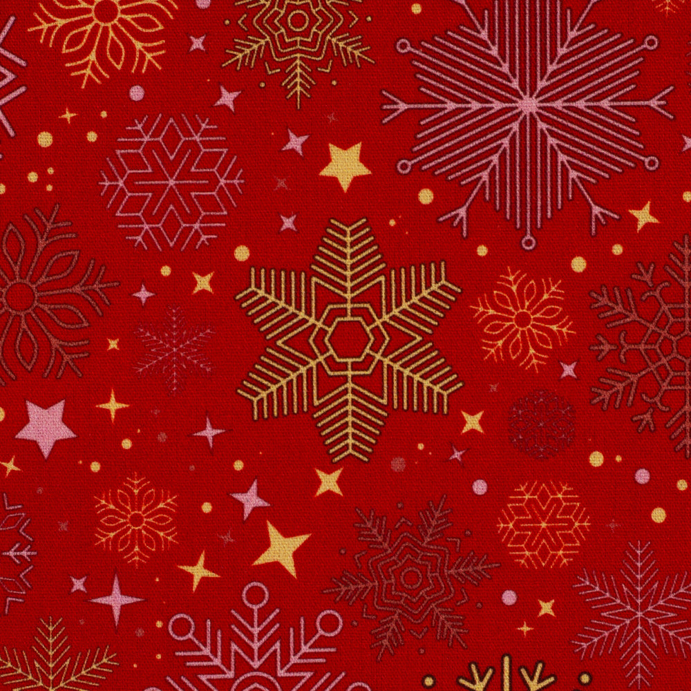 Bomull - Joyful jul rød