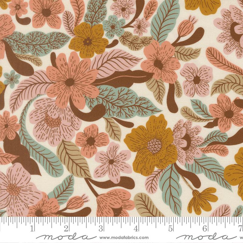 Bomull - Moda Feather and Forest Bloom blomster