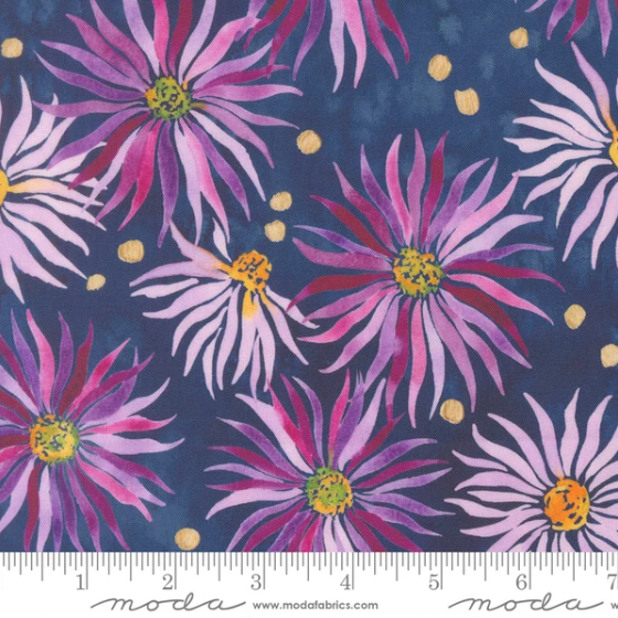 Bomull - Moda Soulstice Wall Blomster blå