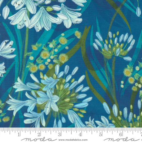 Bomull - Serena Shores blomster mørk blå