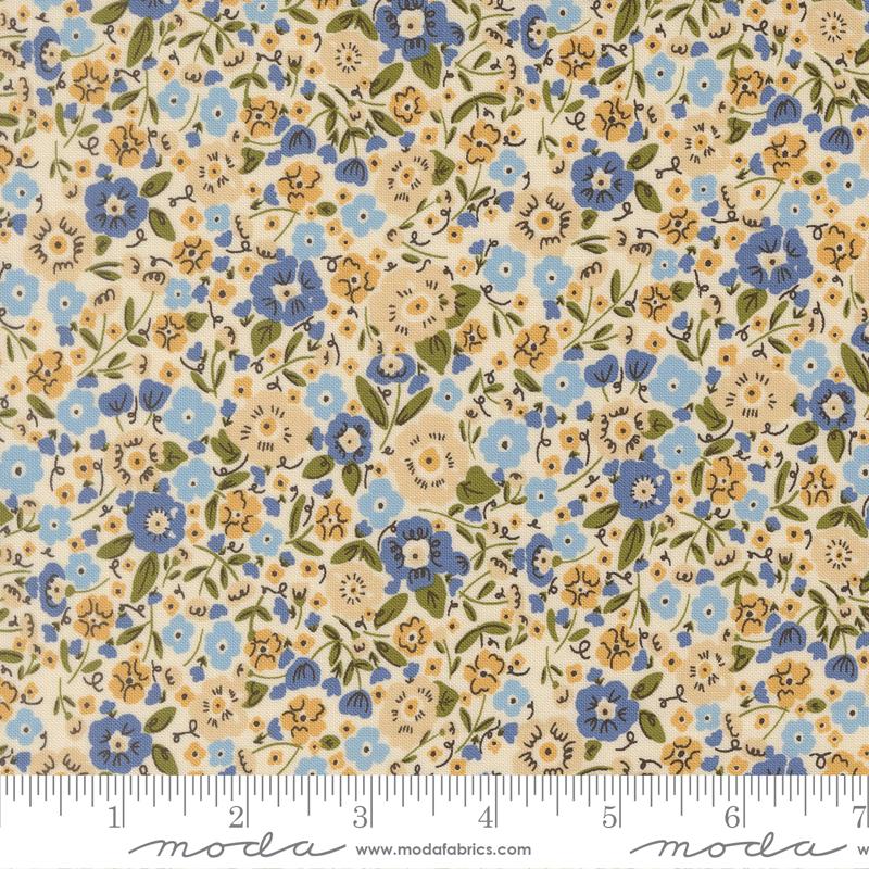 Bomull - The Henhouse Cobalt - Blomster