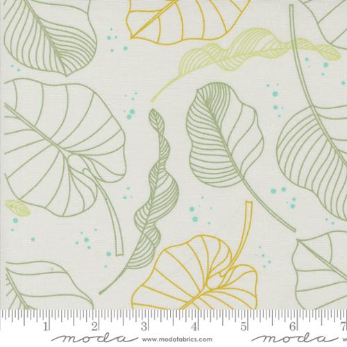 Bomull - Zen Chic Olive You Leaves Fog blad
