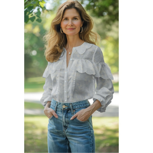 Bomull Voile - Broderi Blomster