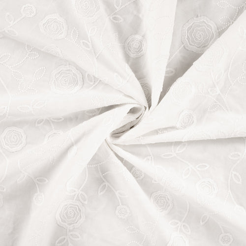 Bomull Voile - Broderi Roser