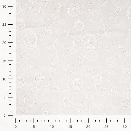 Bomull Voile - Broderi Roser