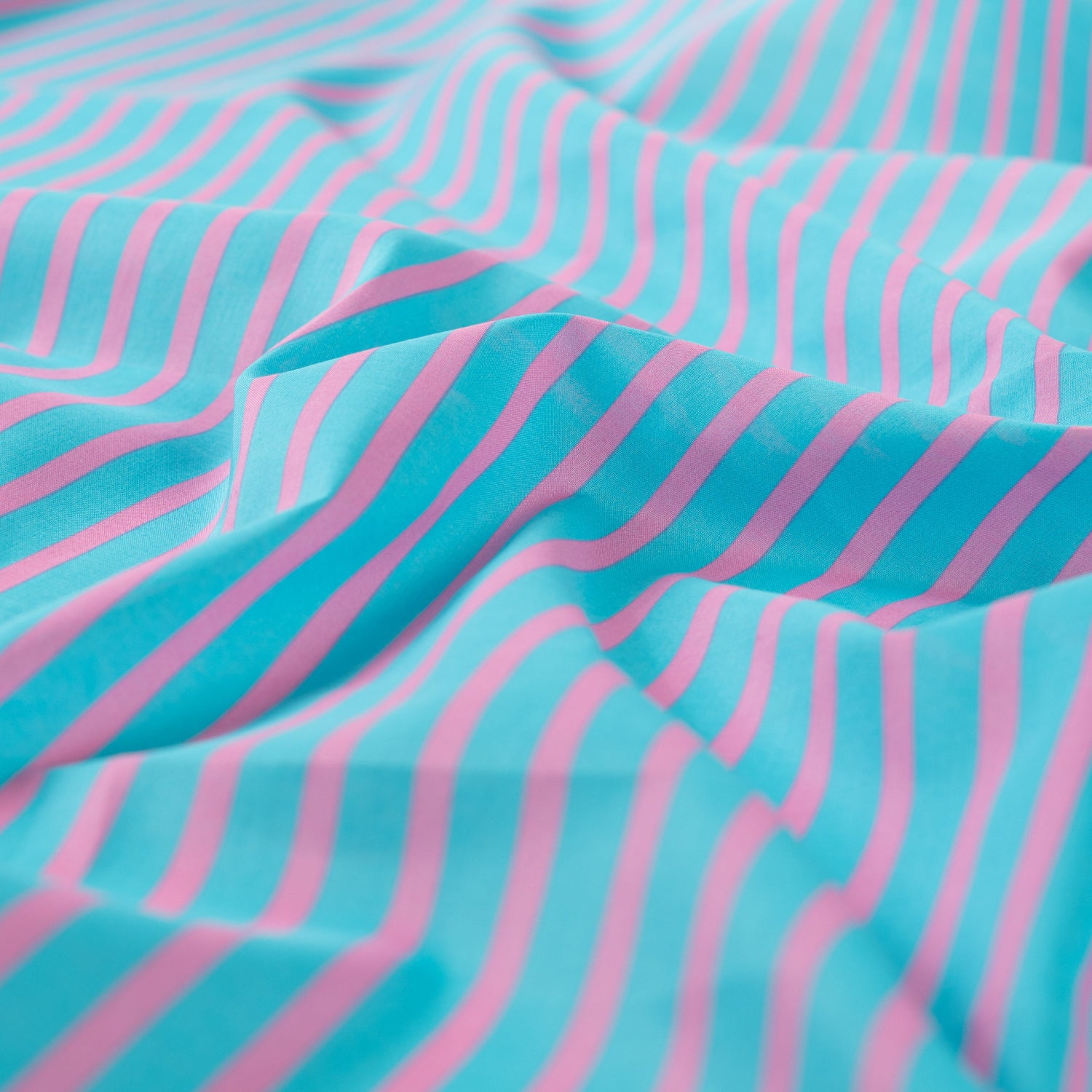 Bomull Voile - turkis rosa striper