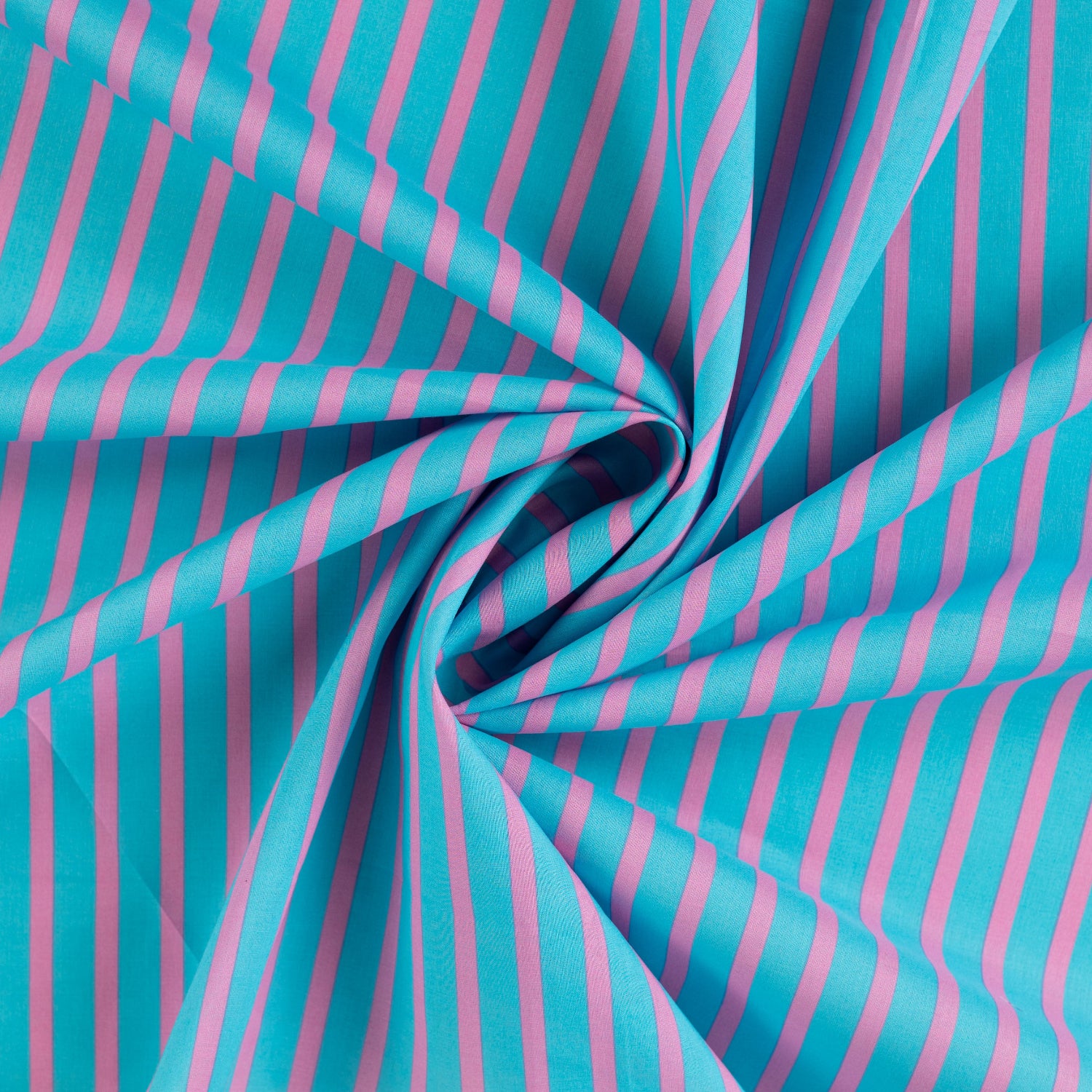 Bomull Voile - turkis rosa striper
