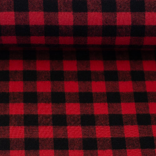 Bomullsflanell - Maverick Buffalo Check Rød