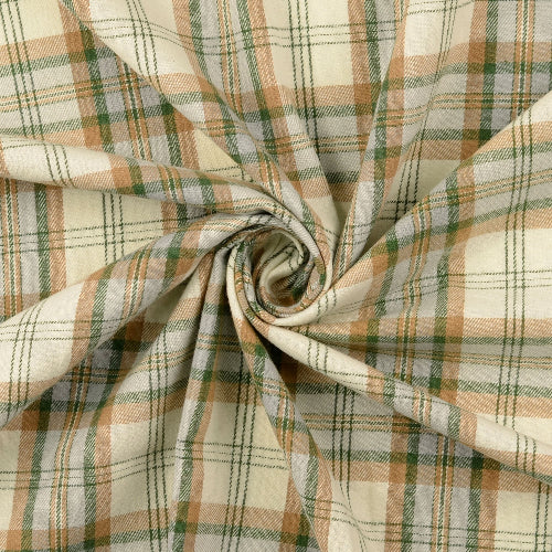 Bomullsflanell - Rutete Beige og Grønn