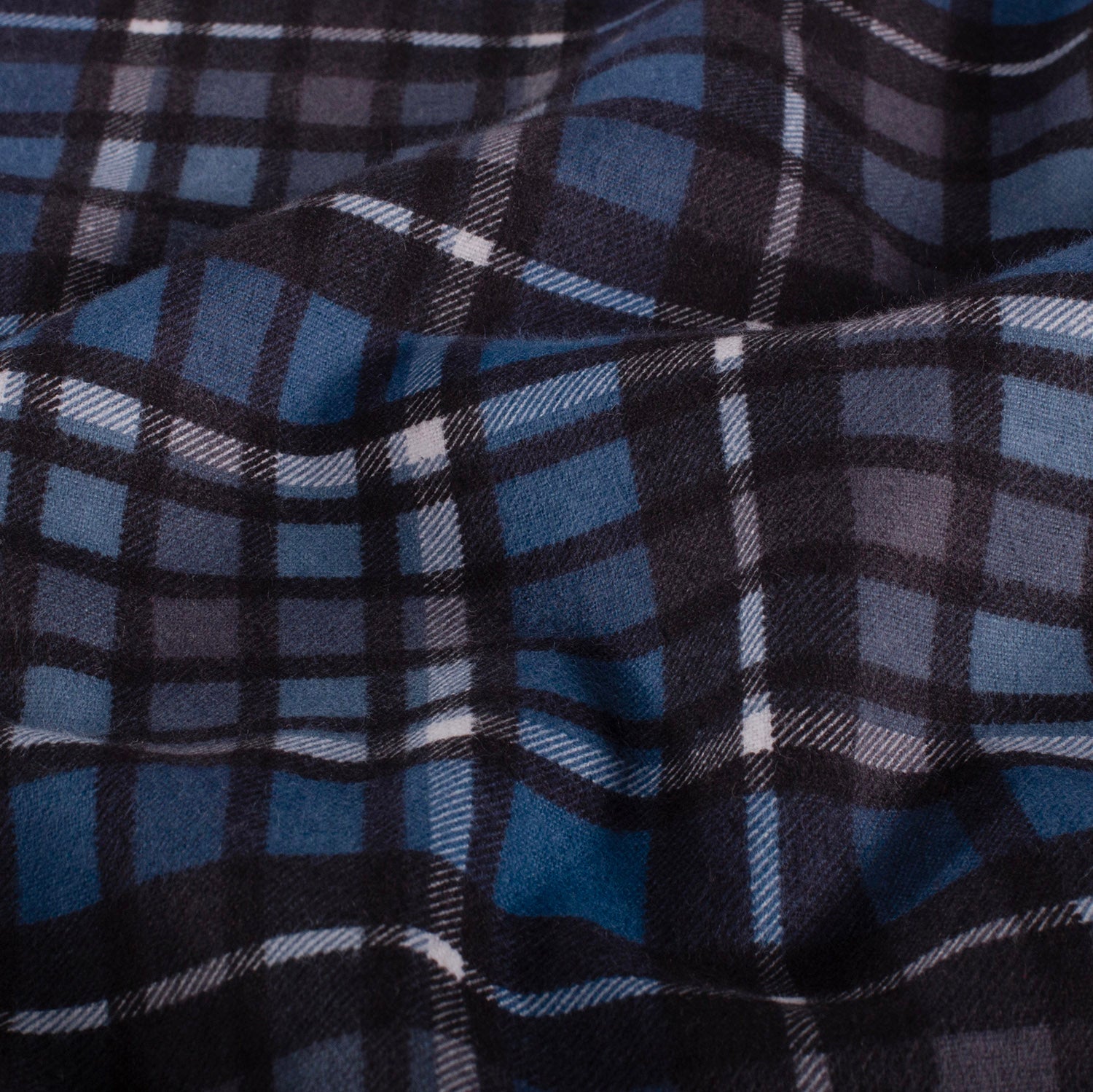 Bomullsflanell - Rutete Blå