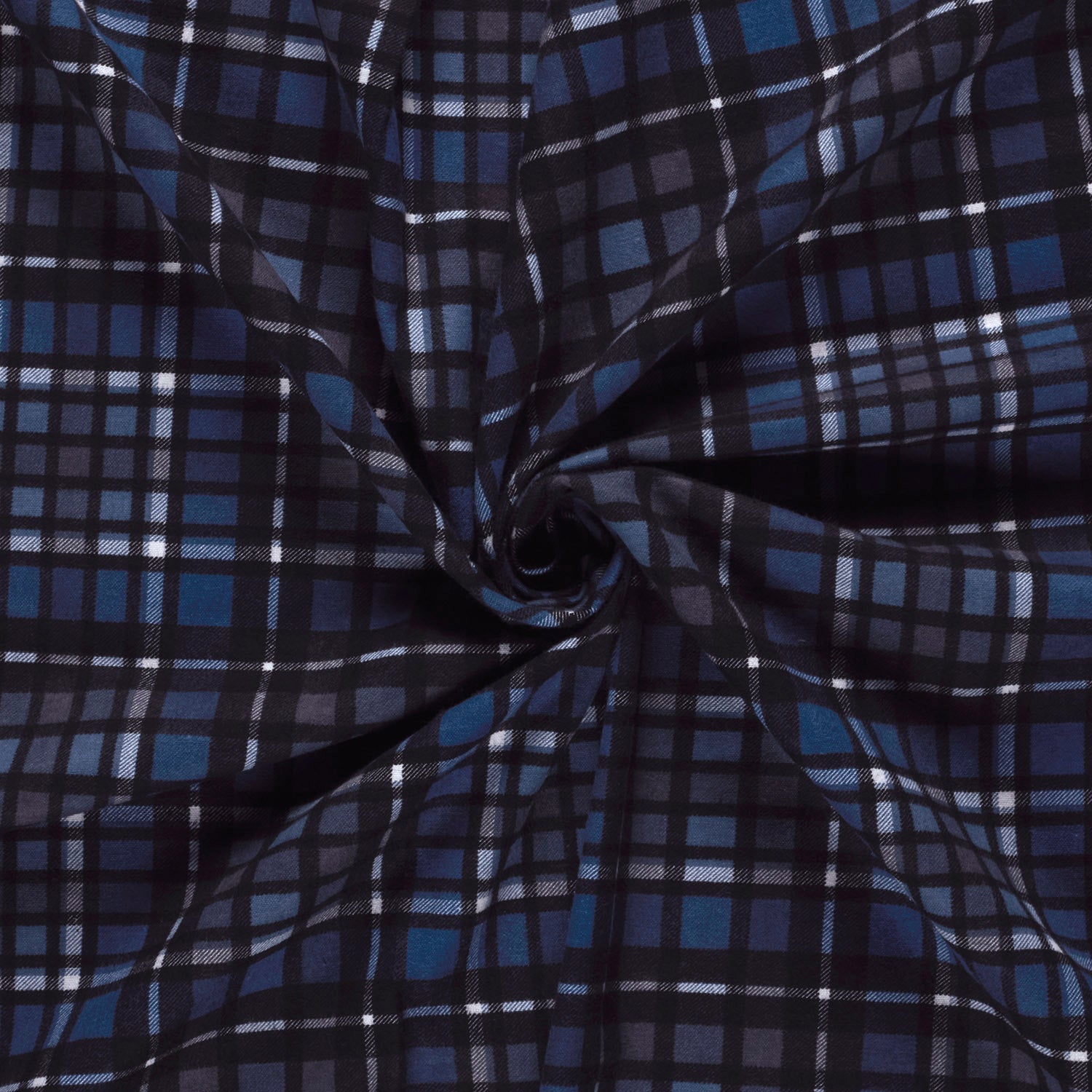 Bomullsflanell - Rutete Blå