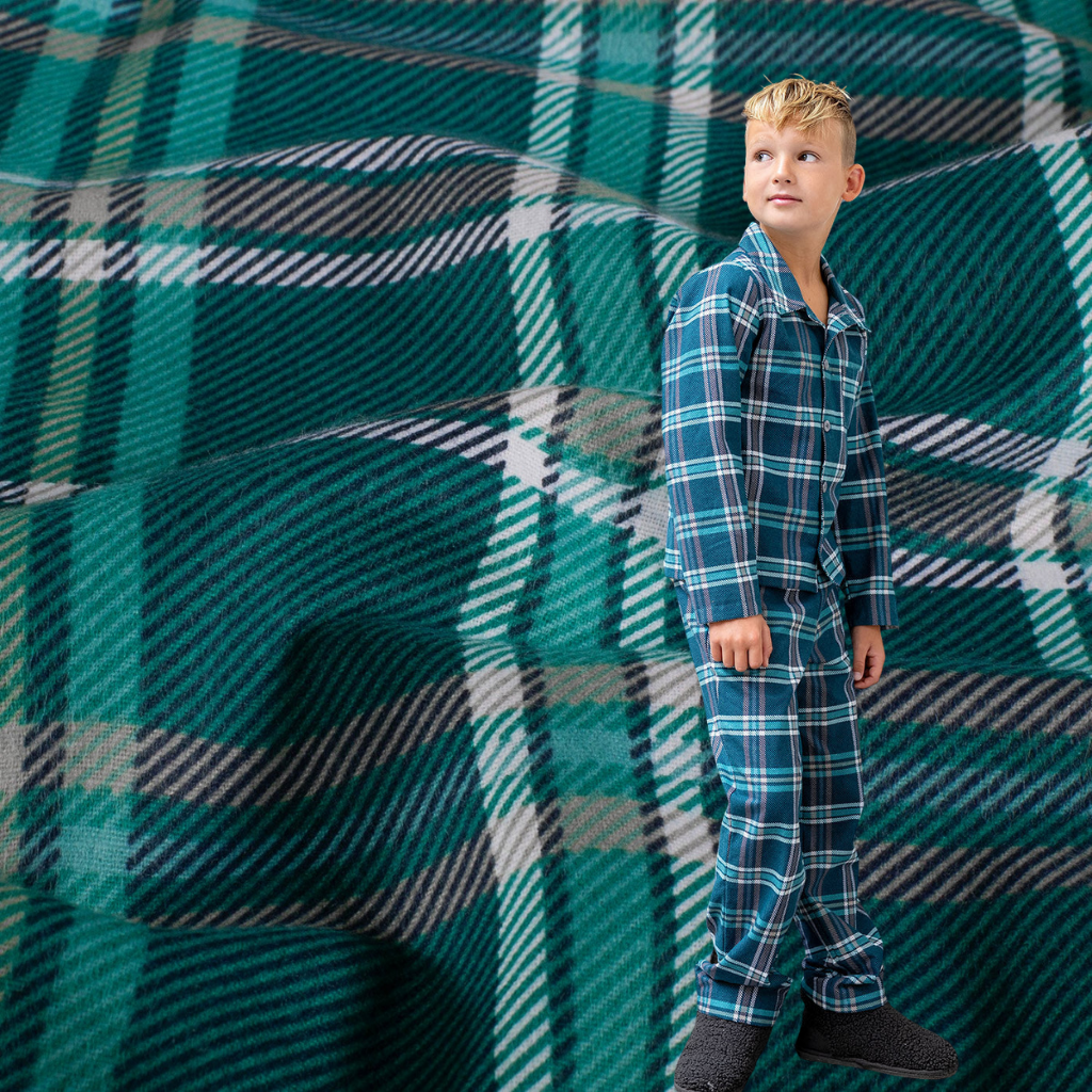 Bomullsflanell - Rutete Grønn