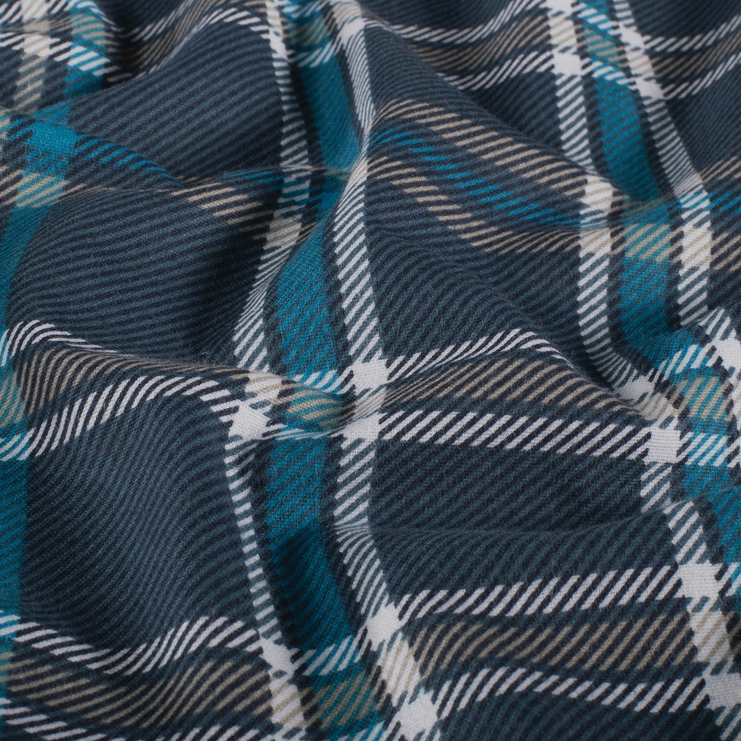 Bomullsflanell - Rutete jeans blå