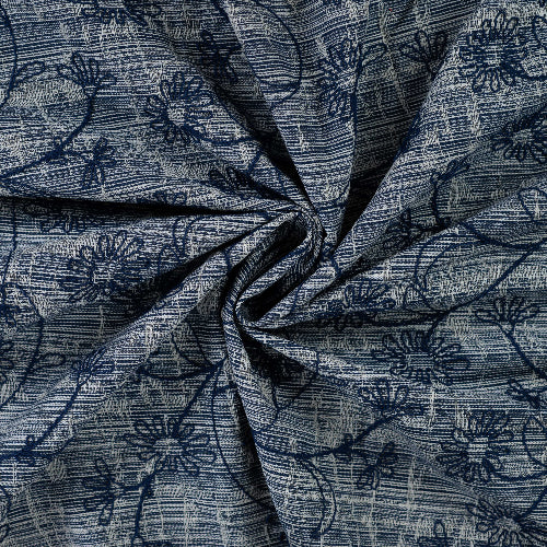 Denim Jacquard - Broderi Blomster