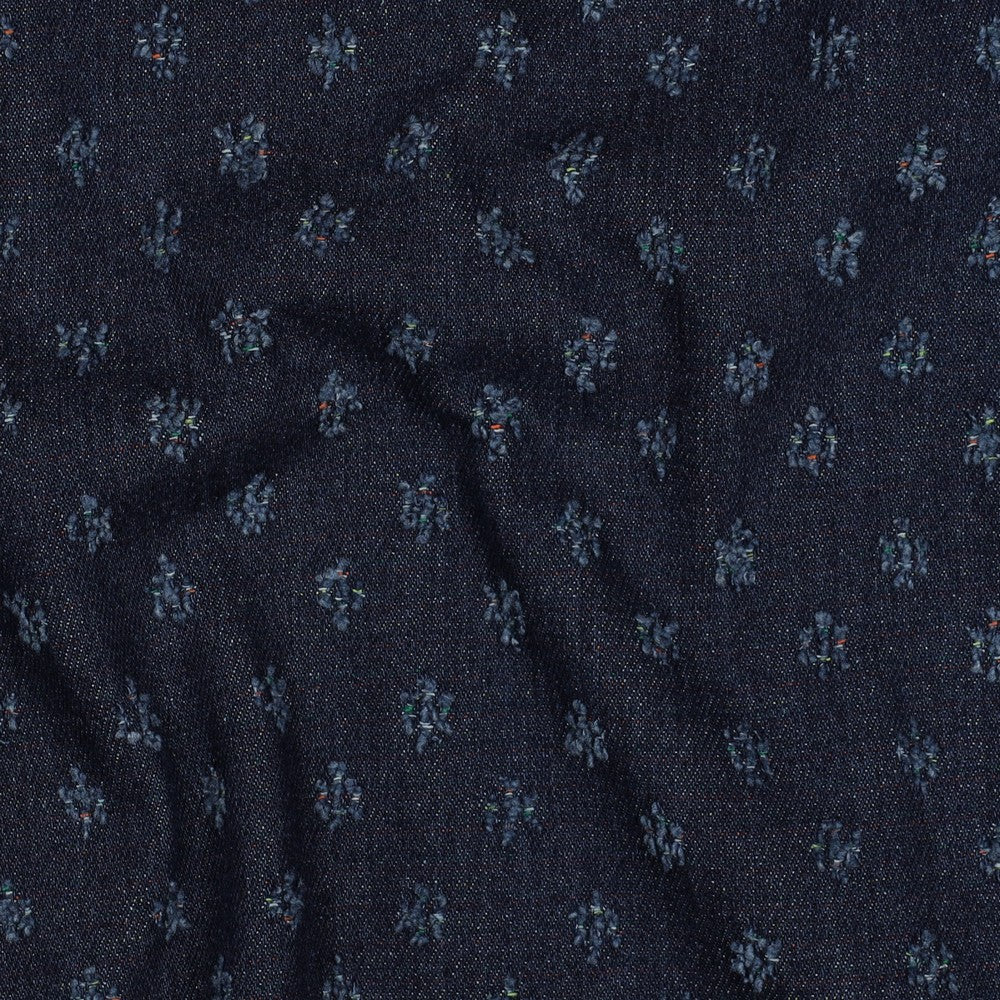 Denim Jacquard - små prikker, Indigo Blå