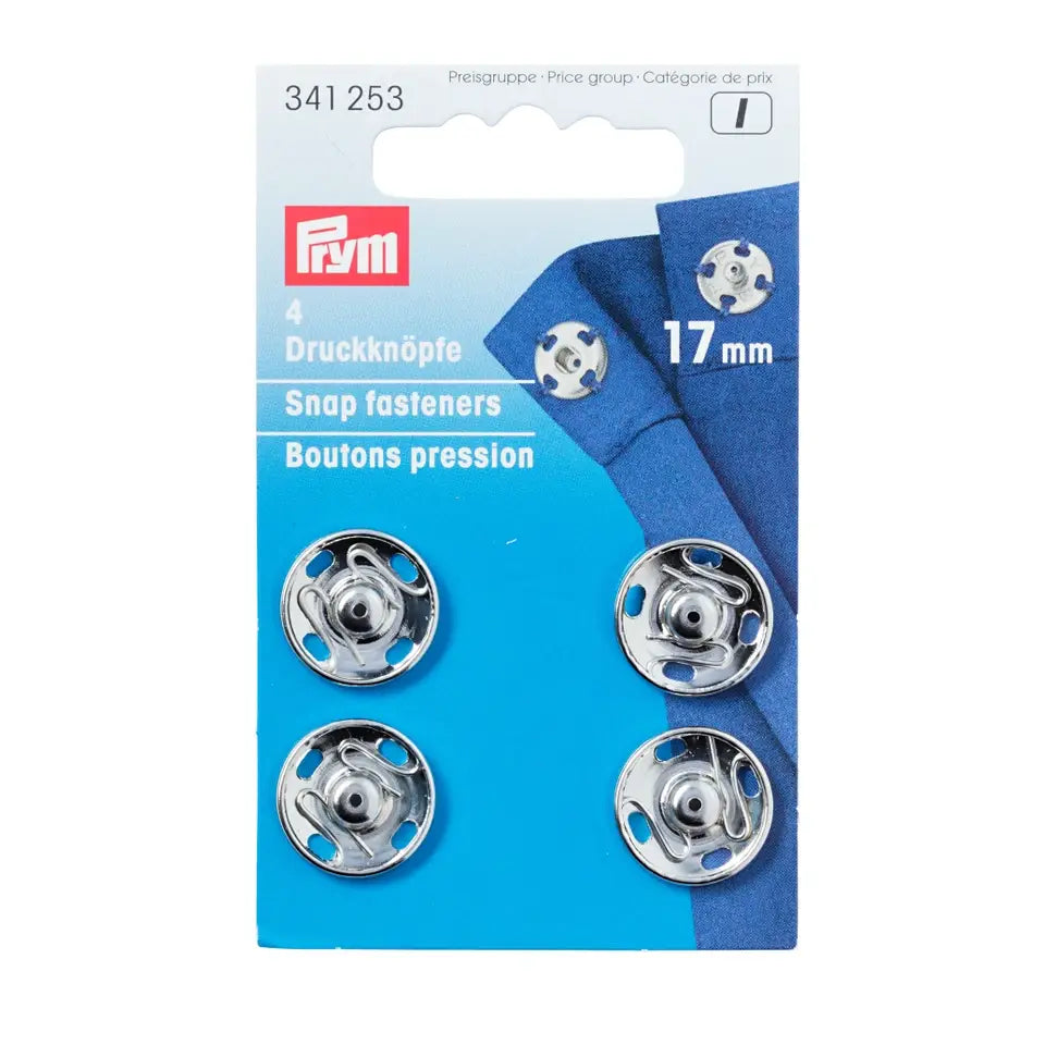 Prym Trykknapper metall sølv 17 mm 4stk