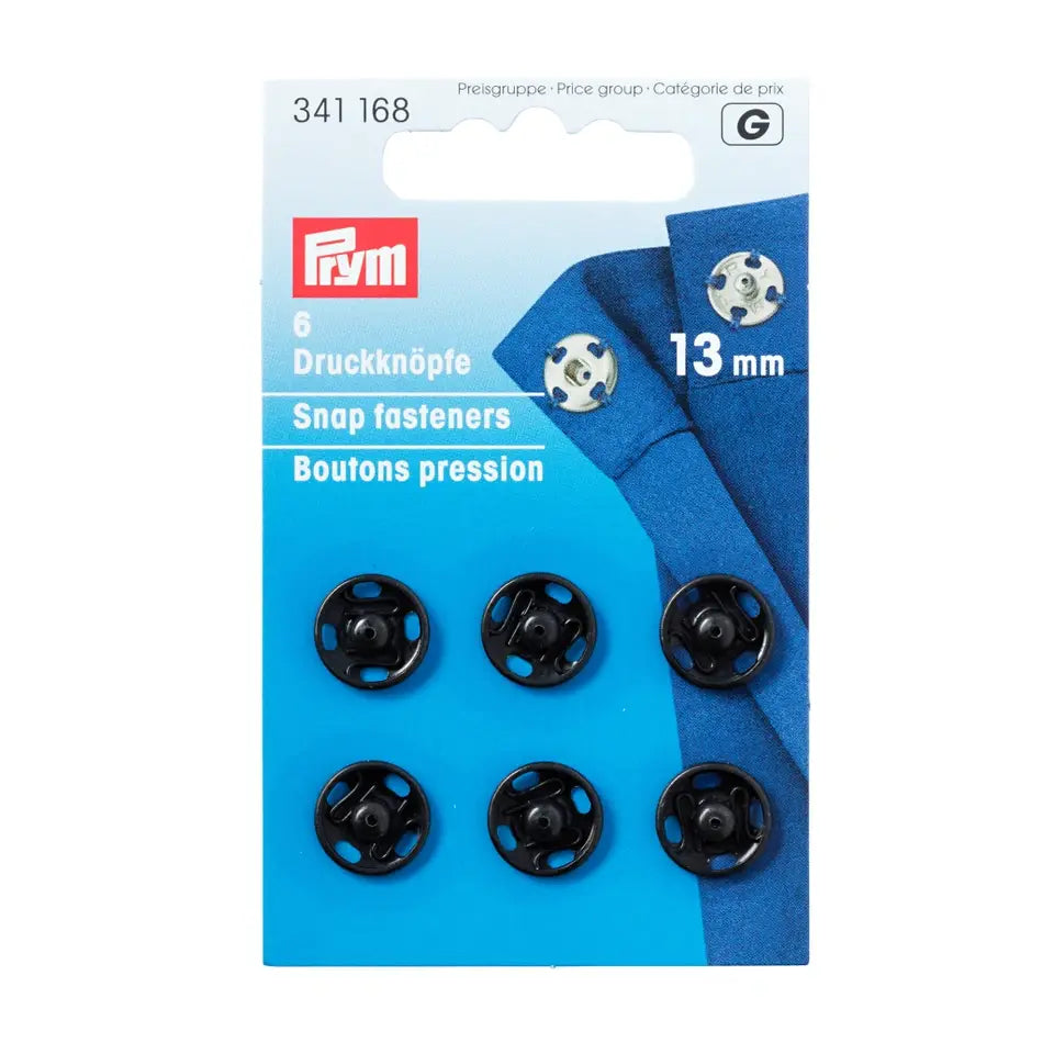 Prym Trykknapper metall svart 13 mm 6stk