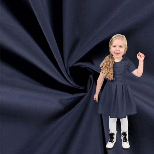 Fast Poplin i bomullsblanding, Marineblå