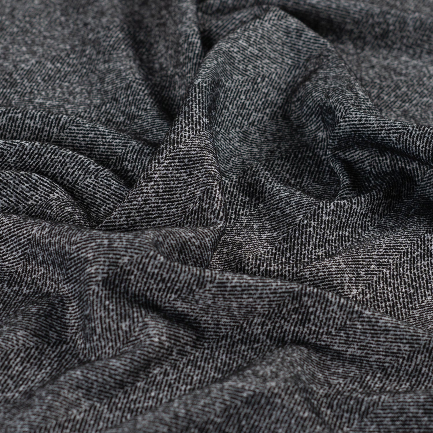Fiskebeinsmønster Børstet Jacquard -stretch - Svart