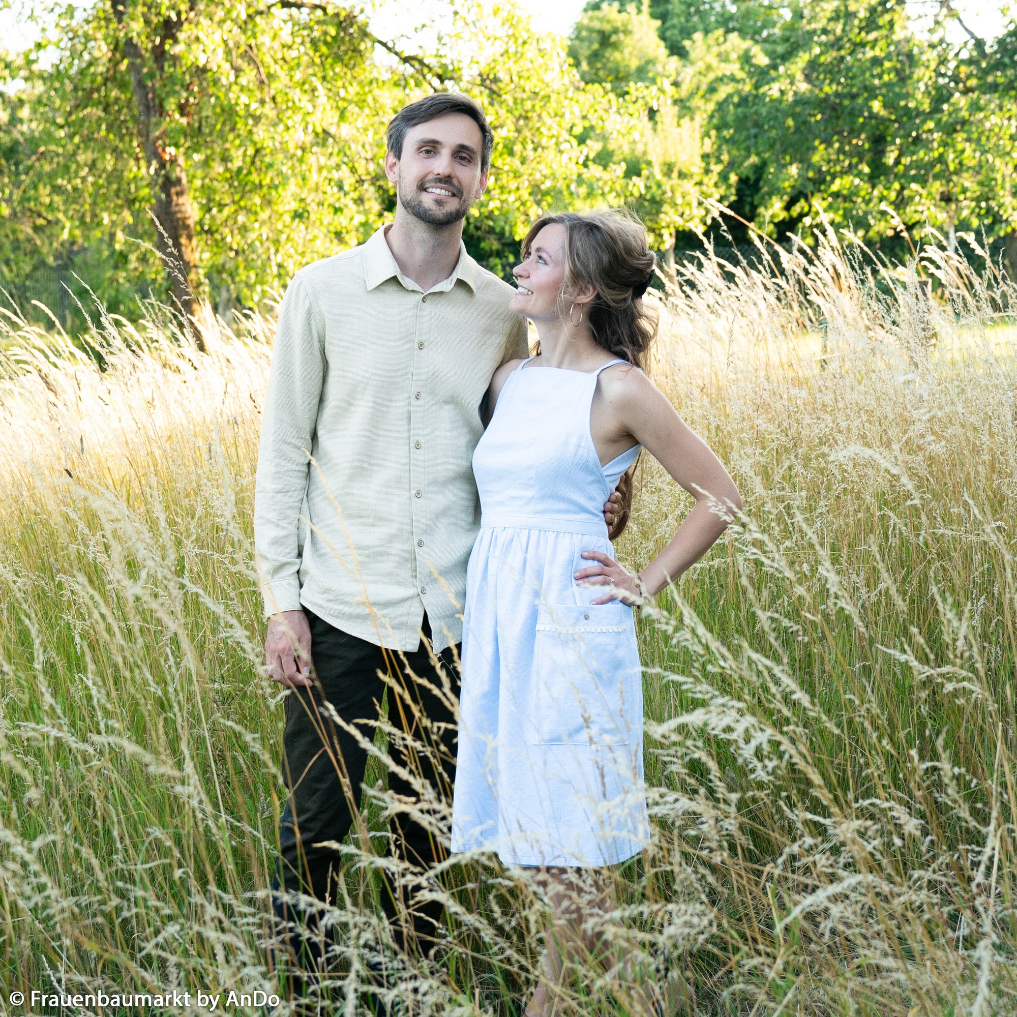 Vevd Bomullsstoff Chambray - Massimo Lys blå