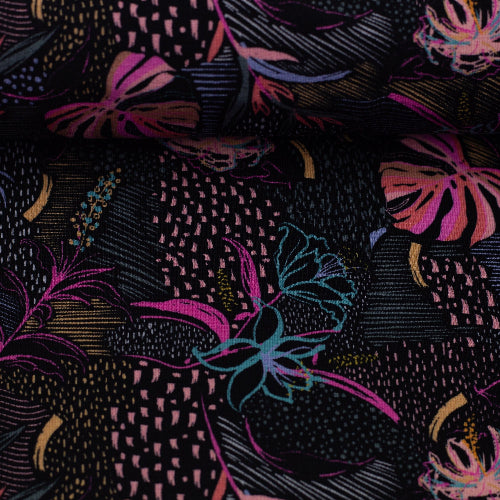 French Terry - Kira rosa blomster