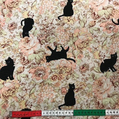 Halvlin - Blomster og Katt