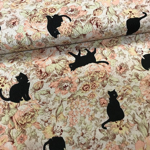 Halvlin - Blomster og Katt