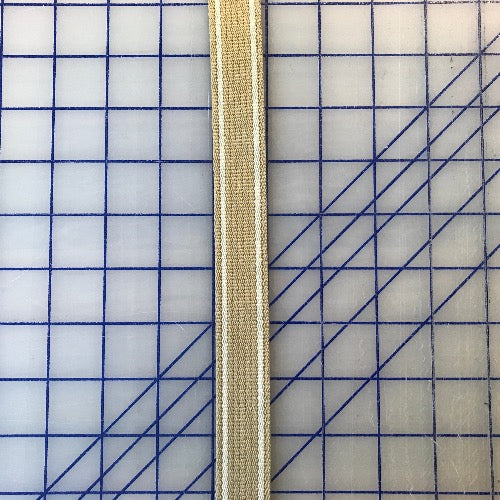 Syntetisk WEBBING – 25mm beige med hvite striper