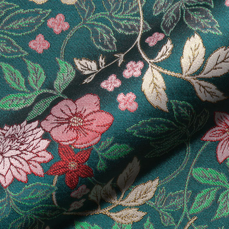 Jacquard / Brokade - Blomster, Grønn