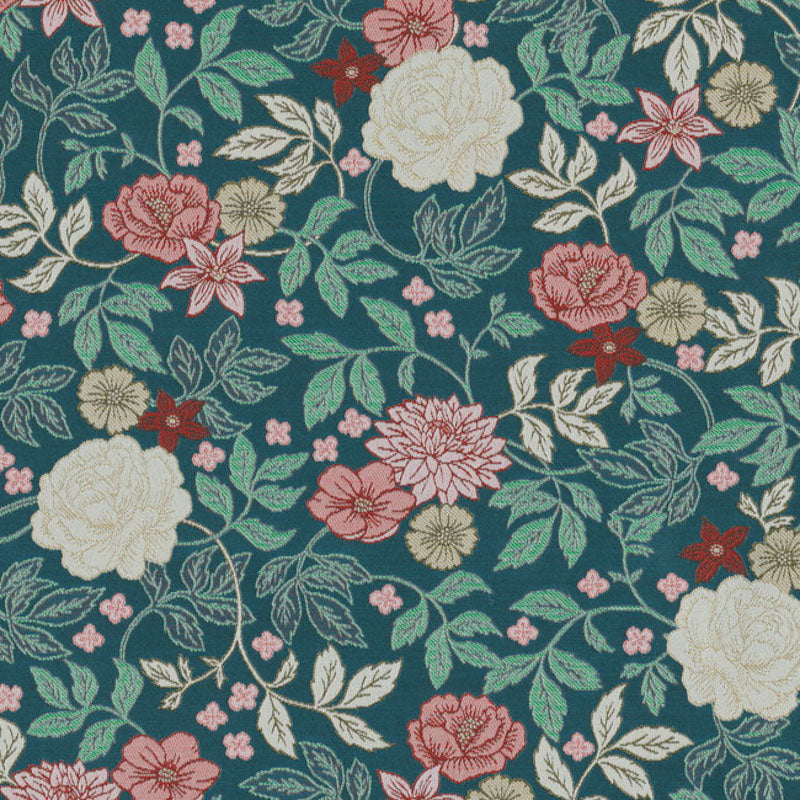 Jacquard / Brokade - Blomster, Grønn