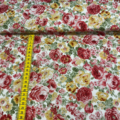 Japan Canvas Bomullstoff multi roses lin farge