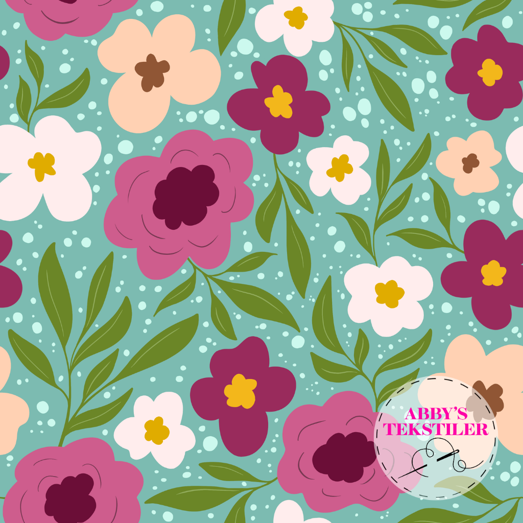 Jersey - Ingrid blomster mint