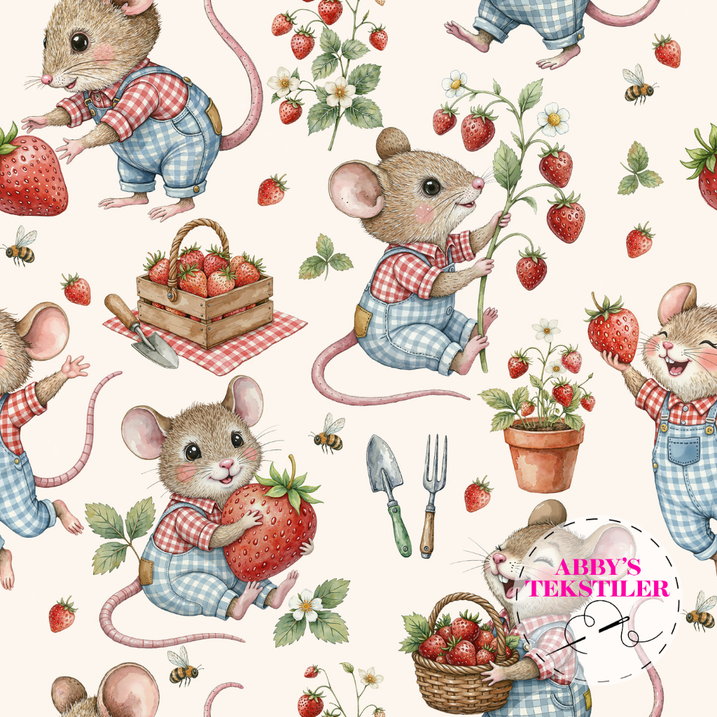 Jersey - Mus og Jordbær offwhite