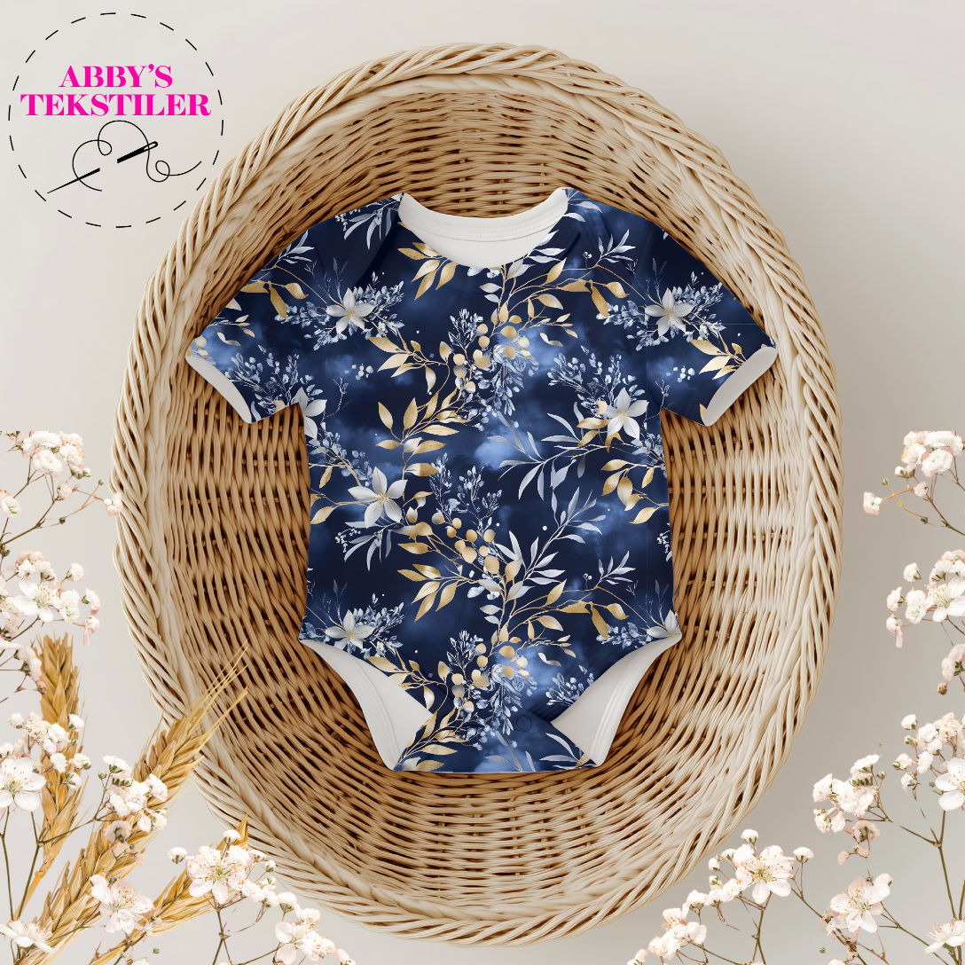 Jersey - Vinter Blad og Blomster blå