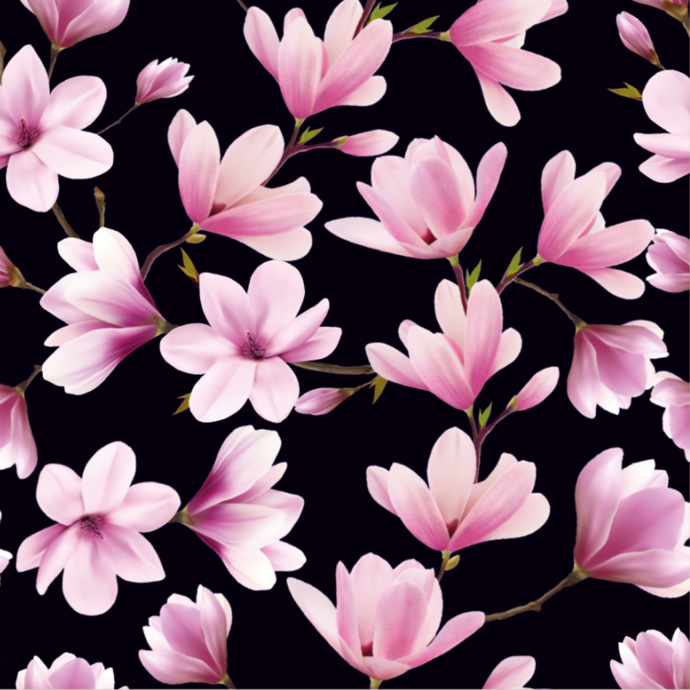Jersey - Magnolia Blomster, svart