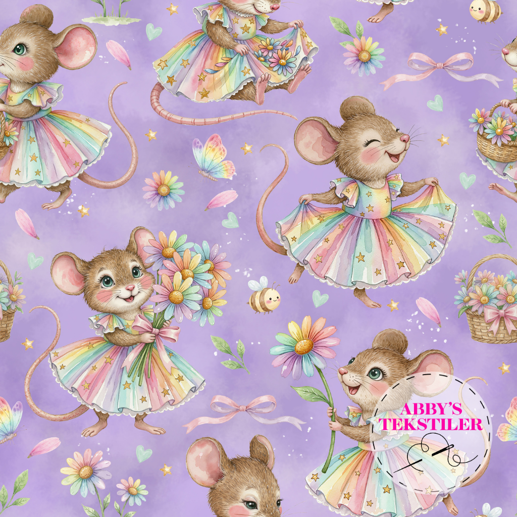 Jersey - Mus og sommerfugler lilla