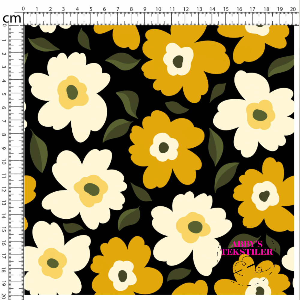 Jersey - Pop Blomster, Svart