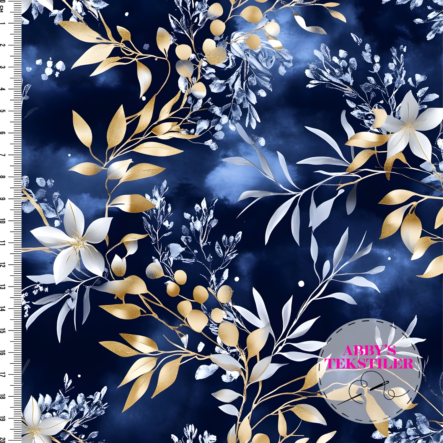 *Forhåndsbestilling* Jersey - Vinter Blad og Blomster, Blå