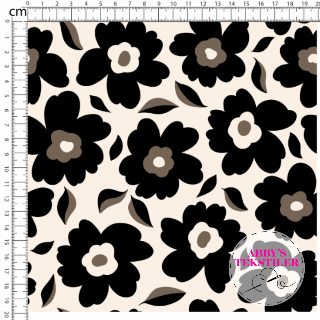 Kanvas - Pop Blomster Beige