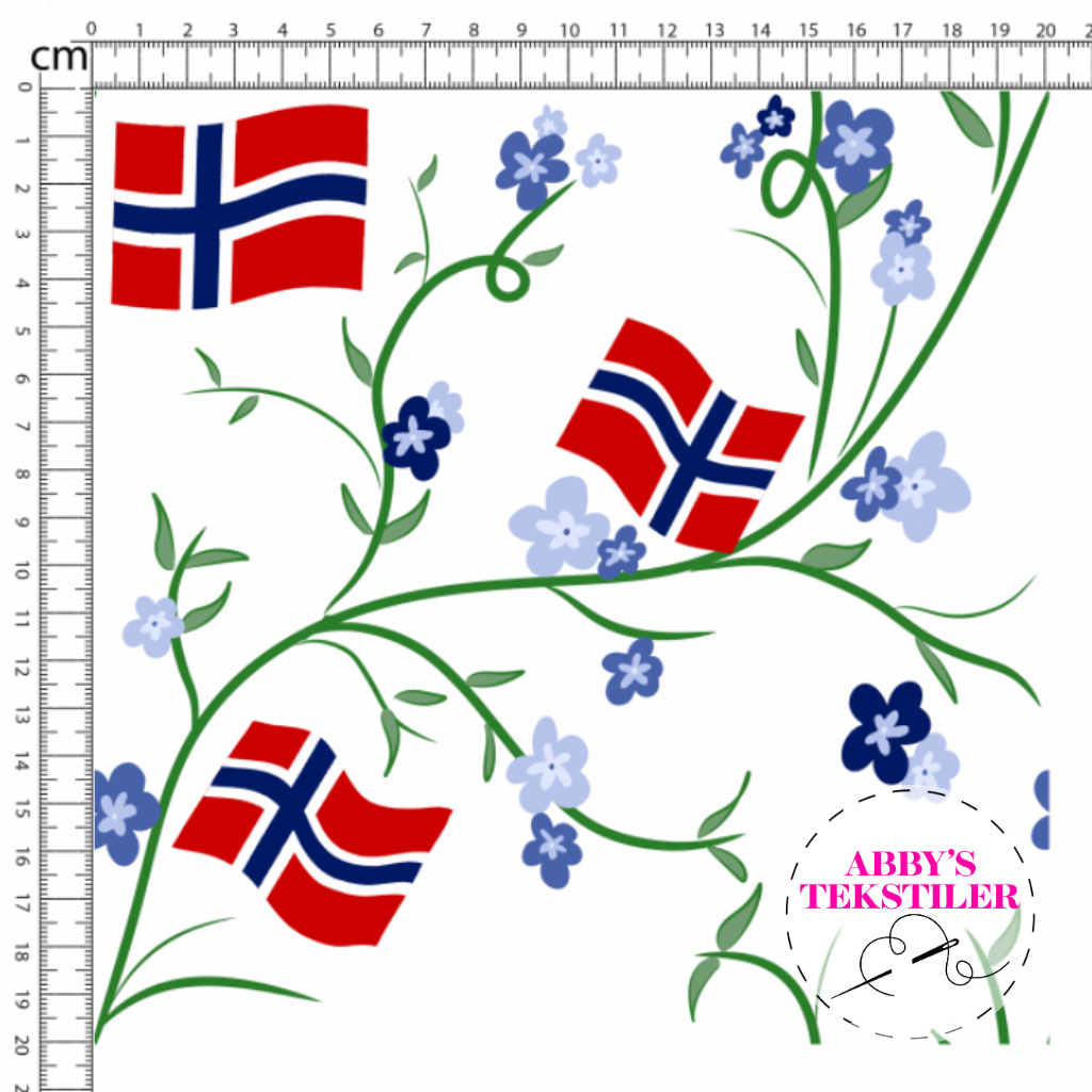 Kanvas - Norske Flagg, Offwhite